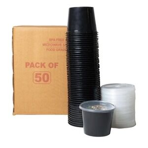 🖤🍱 50 Pack Leak-Proof Food Storage Containers w/ Lids – BLACK 🍱🖤‎